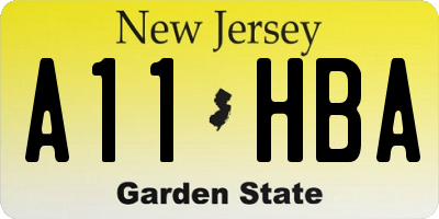 NJ license plate A11HBA
