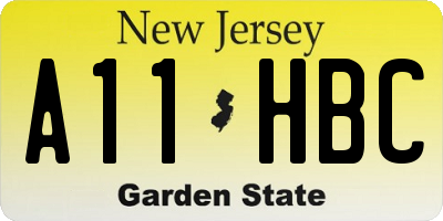 NJ license plate A11HBC