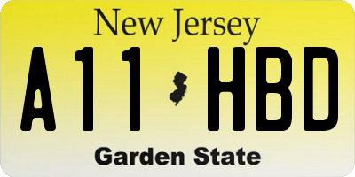 NJ license plate A11HBD