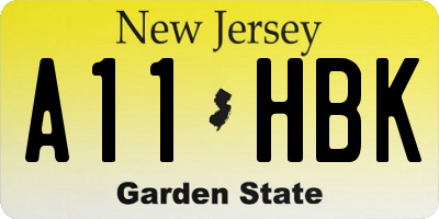 NJ license plate A11HBK
