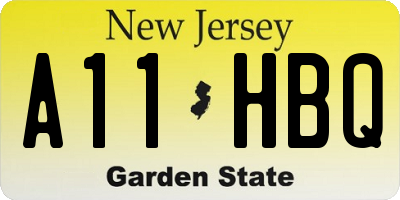 NJ license plate A11HBQ