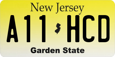 NJ license plate A11HCD