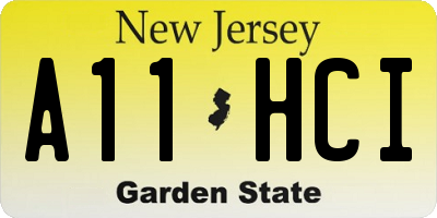 NJ license plate A11HCI
