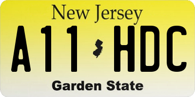 NJ license plate A11HDC