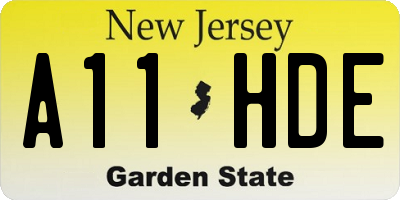 NJ license plate A11HDE