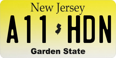 NJ license plate A11HDN