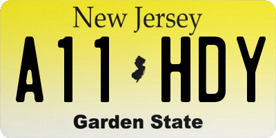 NJ license plate A11HDY