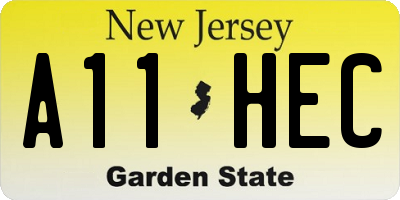 NJ license plate A11HEC