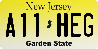 NJ license plate A11HEG