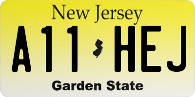 NJ license plate A11HEJ