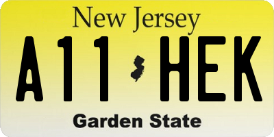 NJ license plate A11HEK