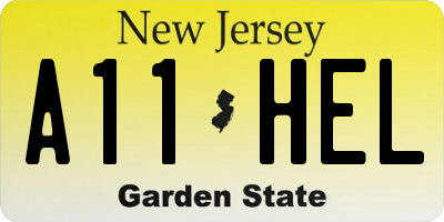 NJ license plate A11HEL