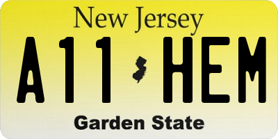 NJ license plate A11HEM