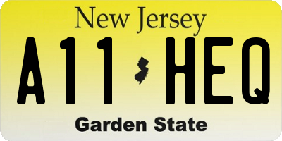 NJ license plate A11HEQ