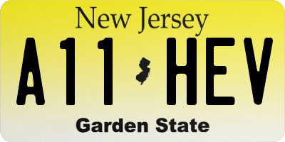 NJ license plate A11HEV