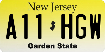 NJ license plate A11HGW