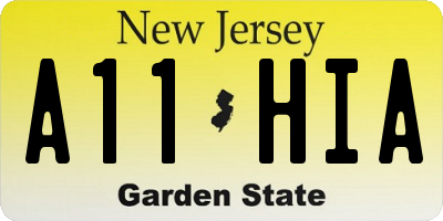NJ license plate A11HIA