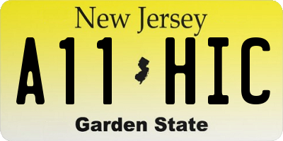 NJ license plate A11HIC