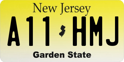 NJ license plate A11HMJ