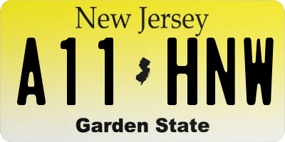 NJ license plate A11HNW