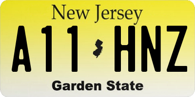 NJ license plate A11HNZ