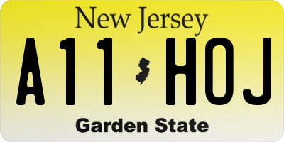 NJ license plate A11HOJ