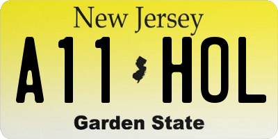 NJ license plate A11HOL