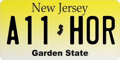 NJ license plate A11HOR
