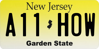 NJ license plate A11HOW