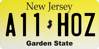 NJ license plate A11HOZ