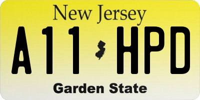 NJ license plate A11HPD