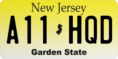 NJ license plate A11HQD