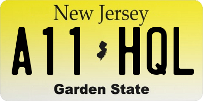 NJ license plate A11HQL