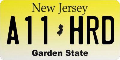 NJ license plate A11HRD
