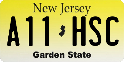 NJ license plate A11HSC