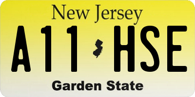 NJ license plate A11HSE