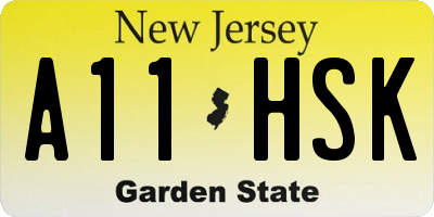 NJ license plate A11HSK