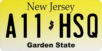 NJ license plate A11HSQ
