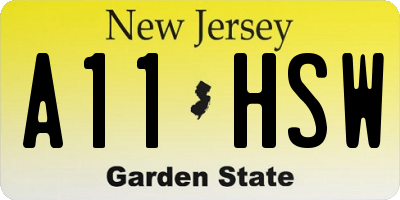 NJ license plate A11HSW