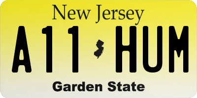 NJ license plate A11HUM
