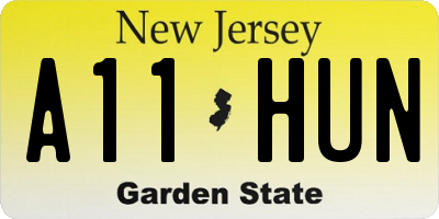 NJ license plate A11HUN