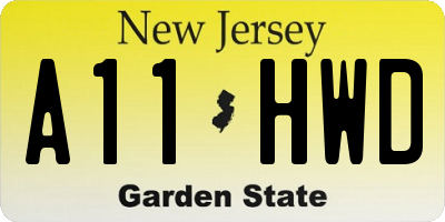NJ license plate A11HWD