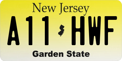 NJ license plate A11HWF