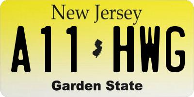 NJ license plate A11HWG