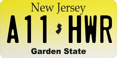 NJ license plate A11HWR