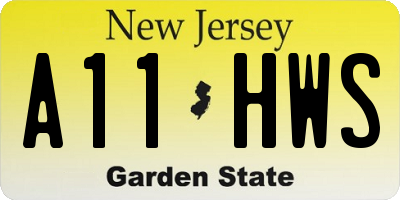 NJ license plate A11HWS