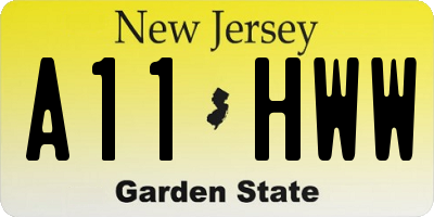 NJ license plate A11HWW