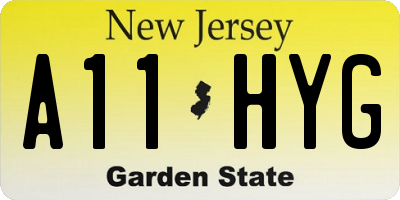 NJ license plate A11HYG