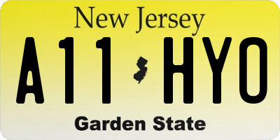 NJ license plate A11HYO