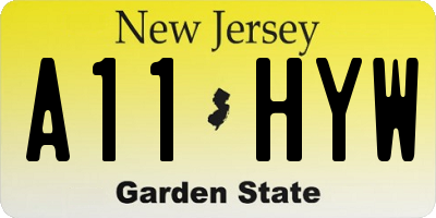 NJ license plate A11HYW